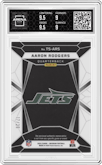 Aaron Rodgers from the 2024 Panini Obsidian set featuring a Blue parallel graded by Arena Club and given an overall grade of 9.5.