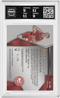 Kevin Huerter from the 2018-19 Panini Spectra set featuring a Neon Blue parallel graded by Arena Club and given an overall grade of 9.