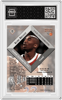 Kobe Bryant from the 1996 Score Board Rookies set graded by Arena Club.