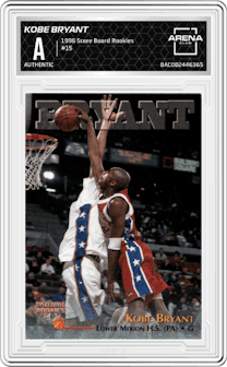 Kobe Bryant from the 1996 Score Board Rookies set graded by Arena Club.