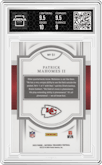 Patrick Mahomes II from the 2023 Panini National Treasures set graded by Arena Club and given an overall grade of 9.5.