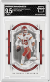 Patrick Mahomes II from the 2023 Panini National Treasures set graded by Arena Club and given an overall grade of 9.5.