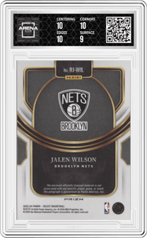 Jalen Wilson  from the 2023-24 Panini Select  set featuring a Red Wave Prizm parallel graded by Arena Club and given an overall grade of 9.5.
