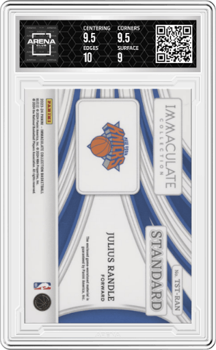 Julius Randle from the 2023-24 Panini Immaculate Collection set graded by Arena Club and given an overall grade of 9.5.