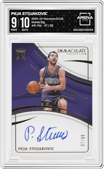 Peja Stojakovic from the 2023-24 Panini Immaculate Collection set graded by Arena Club and given an overall grade of 9.