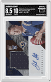 Jared Goff from the 2016 Panini Unparalleled set graded by Arena Club and given an overall grade of 8.5.