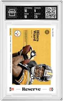 Hines Ward from the 2018 Panini Encased set featuring a Diamond parallel graded by Arena Club and given an overall grade of 8.