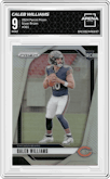 Caleb Williams from the 2024 Panini Prizm set featuring a Silver Prizm parallel graded by Arena Club and given an overall grade of 9.