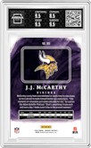 J.J. McCarthy from the 2024 Panini Origins set featuring a Turquoise parallel graded by Arena Club and given an overall grade of 9.