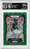 Jalen Carter from the 2023 Panini Prizm set featuring a  Green Scope parallel graded by Arena Club and given an overall grade of 8.5.
