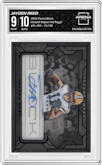 Jayden Reed from the 2024 Panini Black set featuring a Royal parallel graded by Arena Club and given an overall grade of 9.