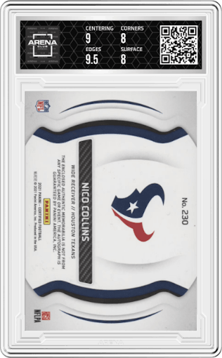 Nico Collins from the 2021 Panini Certified set graded by Arena Club and given an overall grade of 8.5.
