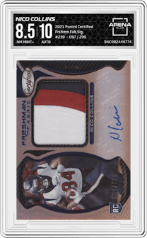 Nico Collins from the 2021 Panini Certified set graded by Arena Club and given an overall grade of 8.5.