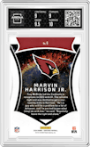 Marvin Harrison Jr. from the 2024 Panini Certified set featuring a Gold Mirror parallel graded by Arena Club and given an overall grade of 9.5.