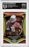 Marvin Harrison Jr. from the 2024 Panini Certified set featuring a Gold Mirror parallel graded by Arena Club and given an overall grade of 9.5.