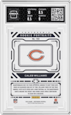 Caleb Williams from the 2024 Panini Photogenic set featuring a Blue parallel graded by Arena Club and given an overall grade of 9.