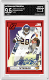 Adrian Peterson from the 2024 Panini Zenith set featuring a No Huddle parallel graded by Arena Club and given an overall grade of 9.5.