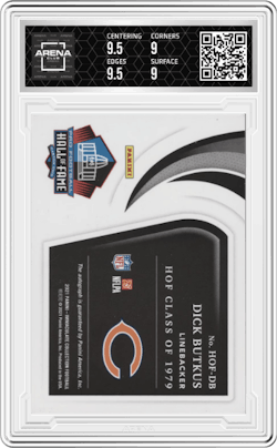 Dick Butkus from the 2021 Panini Immaculate Collection set and given an overall grade of 9.5.