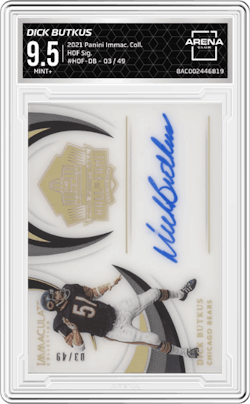 Dick Butkus from the 2021 Panini Immaculate Collection set and given an overall grade of 9.5.