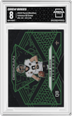 Drew Brees from the 2019 Panini Obsidian set featuring a Electric Etch Green parallel graded by Arena Club and given an overall grade of 8.