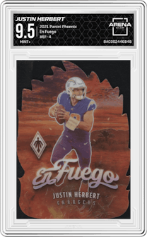Justin Herbert from the 2021 Panini Phoenix set graded by Arena Club and given an overall grade of 9.5.