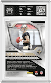 Spencer Rattler from the 2024 Panini Prizm set featuring a Blue Ice parallel graded by Arena Club and given an overall grade of 9.
