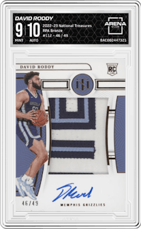 David Roddy from the 2022-23 Panini National Treasures set featuring a Bronze  parallel graded by Arena Club and given an overall grade of 9.