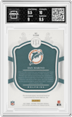 Dan Marino from the 2021 Panini National Treasures set featuring a Holo Silver parallel graded by Arena Club and given an overall grade of 9.5.