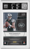 Sam Darnold from the 2018 Panini Spectra set featuring a Purple parallel graded by Arena Club and given an overall grade of 9.