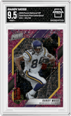 Randy Moss from the 2021 Panini The National VIP set featuring a Pink Camo Disco  parallel graded by Arena Club and given an overall grade of 9.5.