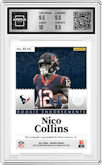 Nico Collins from the 2021 Panini Encased set graded by Arena Club and given an overall grade of 10.