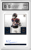 Nico Collins from the 2021 Panini Encased set graded by Arena Club and given an overall grade of 10.