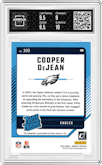 Cooper DeJean from the 2024 Donruss set featuring a Green parallel graded by Arena Club and given an overall grade of 9.5.