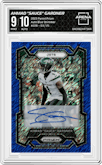 Ahmad "Sauce" Gardner from the 2023 Panini Prizm set featuring a Blue Shimmer parallel graded by Arena Club and given an overall grade of 9.