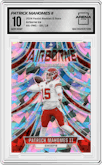 Patrick Mahomes II from the 2024 Panini Rookies & Stars set featuring a Ice FOTL parallel graded by Arena Club and given an overall grade of 10.
