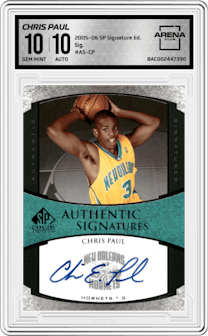 Chris Paul from the 2005-06 SP Signature Edition set graded by Arena Club and given an overall grade of 10.