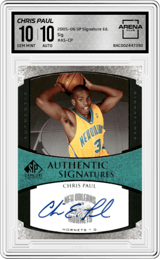 Chris Paul from the 2005-06 SP Signature Edition set graded by Arena Club and given an overall grade of 10.
