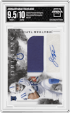 Jonathan Taylor from the 2020 Panini Origins set graded by Arena Club and given an overall grade of 9.5.