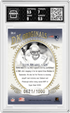 Tom Brady from the 2002 Donruss Gridiron Kings set graded by Arena Club and given an overall grade of 7.5.