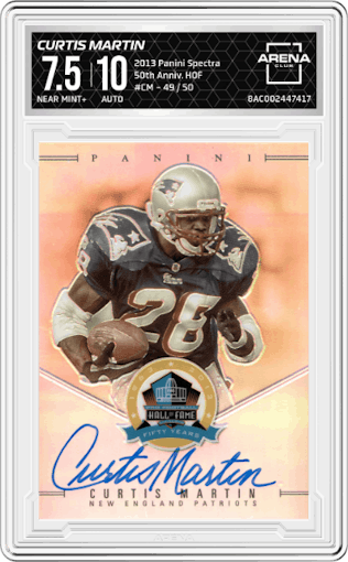 Curtis Martin from the 2013 Panini Spectra set graded by Arena Club and given an overall grade of 7.5.