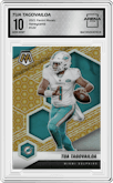 Tua Tagovailoa from the 2021 Panini Mosaic set featuring a Honeycomb parallel graded by Arena Club and given an overall grade of 10.