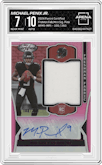 Michael Penix Jr. from the 2024 Panini Certified set featuring a Pink parallel graded by Arena Club and given an overall grade of 7.