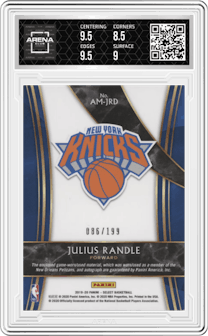 Julius Randle from the 2019-20 Panini Select set graded by Arena Club and given an overall grade of 9.