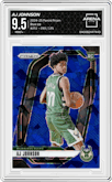 AJ Johnson from the 2024-25 Panini Prizm set featuring a Blue Ice Prizm parallel graded by Arena Club and given an overall grade of 9.5.