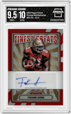 Frank Gore from the 2024 Finest set featuring a Red Refractor parallel graded by Arena Club and given an overall grade of 9.5.