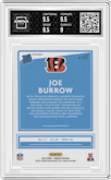 Joe Burrow from the 2020 Panini Donruss set featuring a Holo parallel graded by Arena Club and given an overall grade of 9.5.