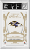 Zay Flowers from the 2023 Panini Flawless set featuring a Emerald parallel graded by Arena Club and given an overall grade of 8.5.