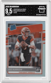 Joe Burrow from the 2020 Panini Donruss Optic set featuring a Holo parallel graded by Arena Club and given an overall grade of 9.5.