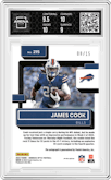 James Cook from the 2022 Panini Donruss Optic set featuring a Ice parallel graded by Arena Club and given an overall grade of 9.5.