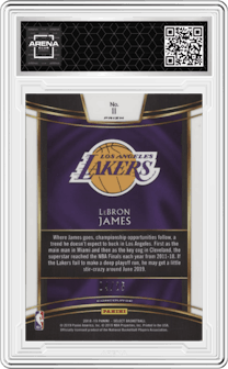 LeBron James from the 2018-19 Panini Select  set featuring a Tie-Dye parallel graded by Arena Club and given an overall grade of 0.